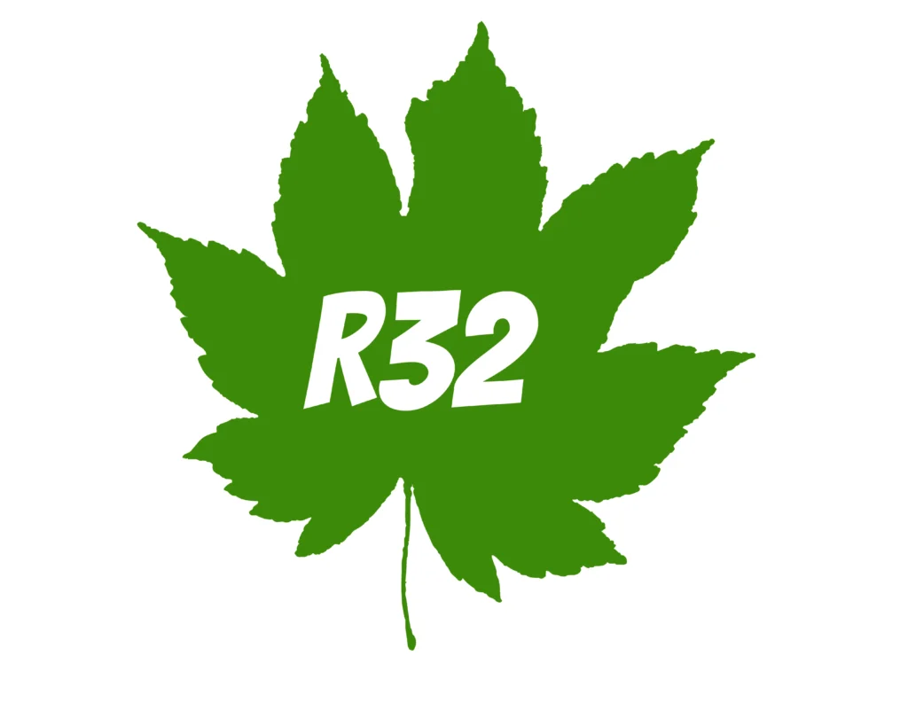 Liść z napisem R32